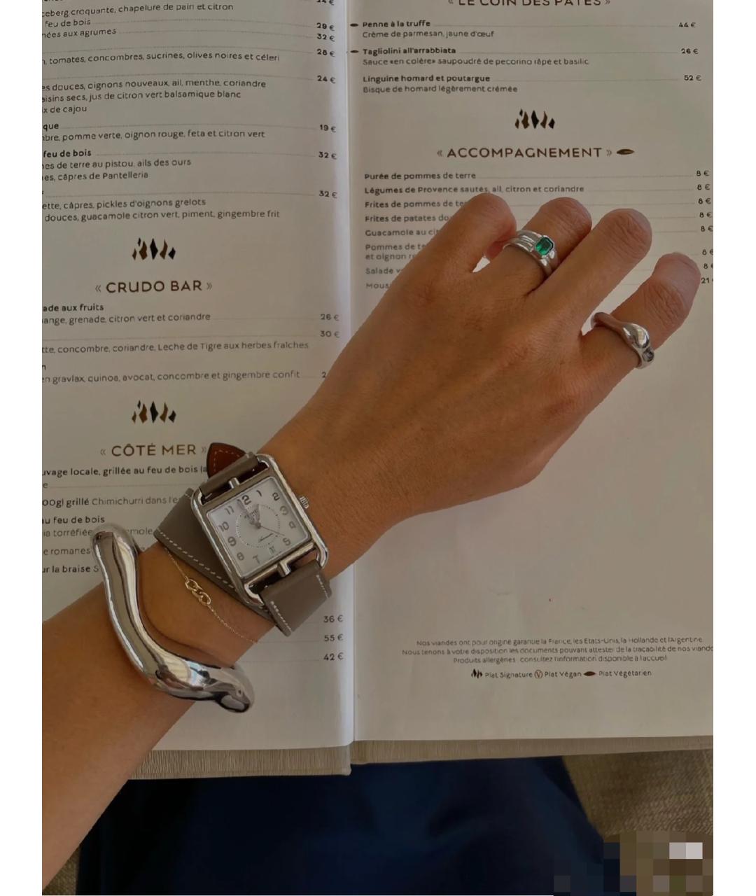 HERMES Белые металлические часы, фото 7