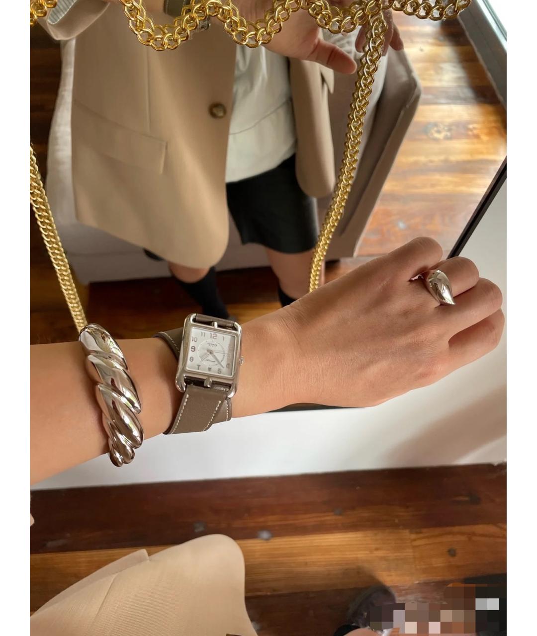 HERMES Белые металлические часы, фото 9