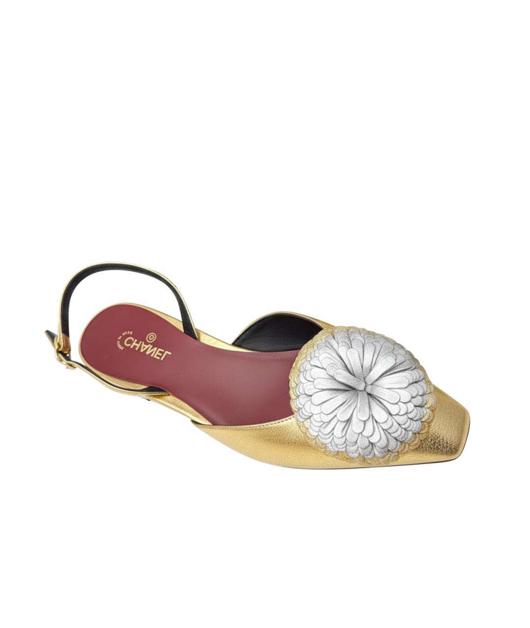 CHANEL Золотые кожаные туфли, фото 1