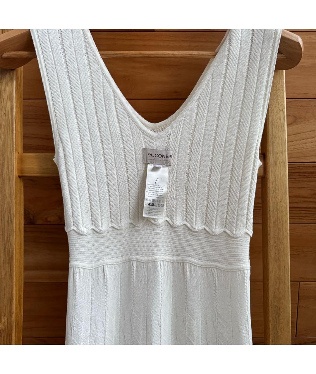FALCONERI Белое хлопко-эластановое повседневное платье, фото 3