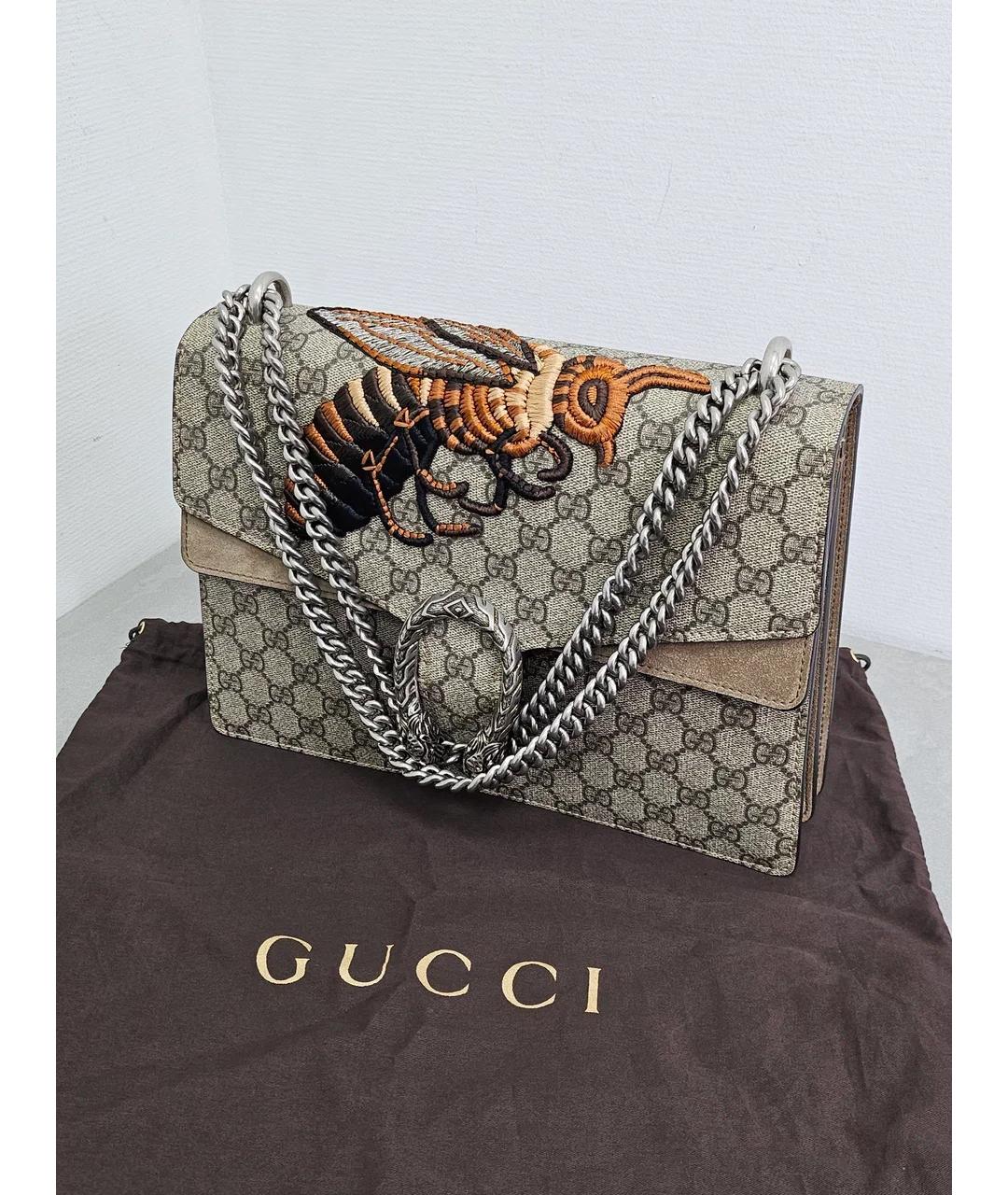 GUCCI Бежевая замшевая сумка через плечо, фото 4