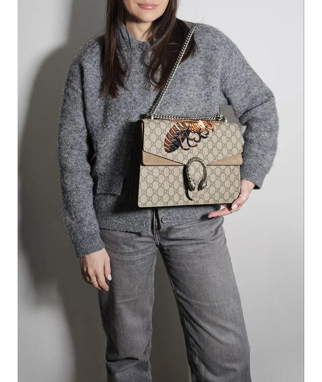 GUCCI Бежевая замшевая сумка через плечо, фото 9