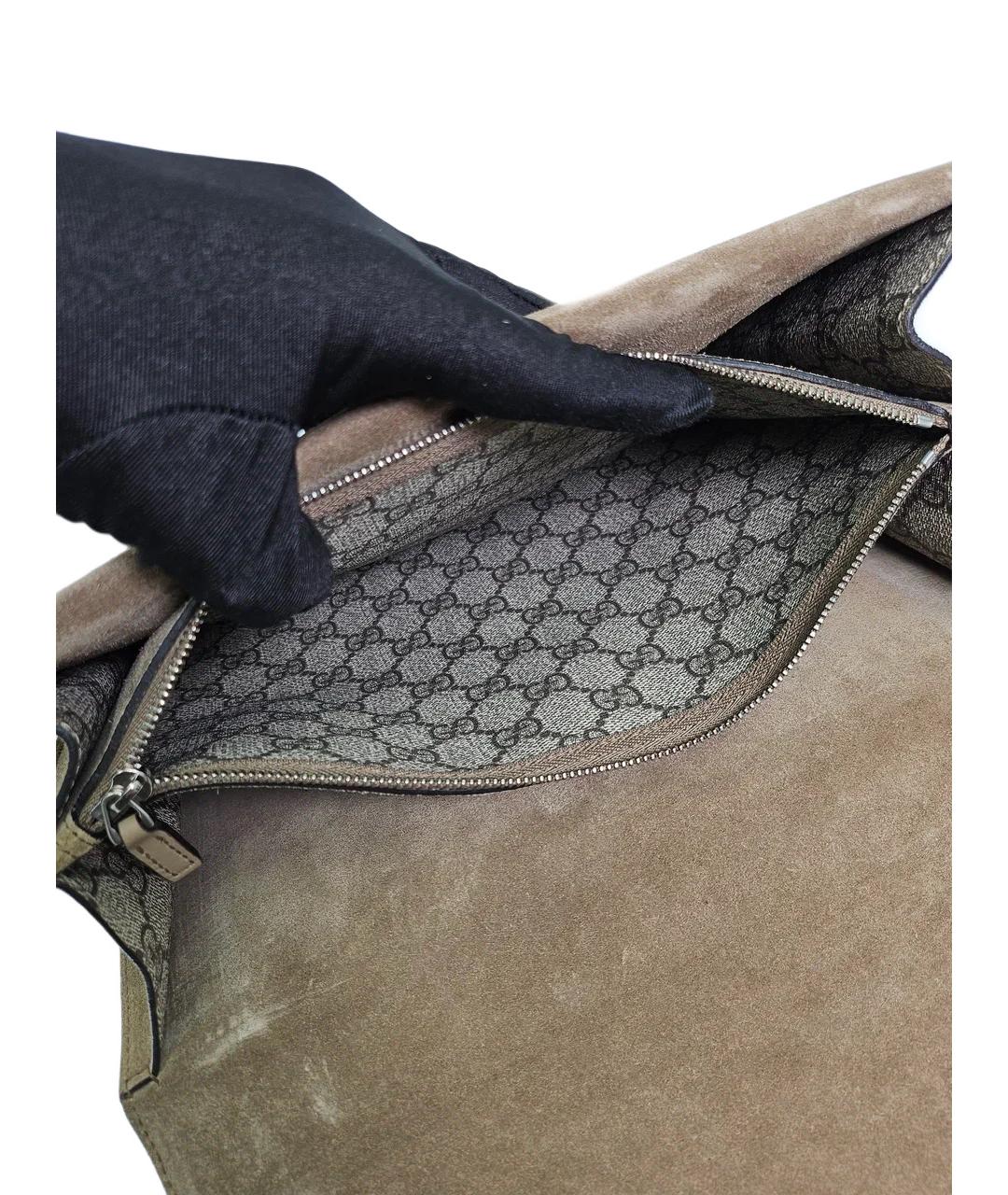 GUCCI Бежевая замшевая сумка через плечо, фото 5