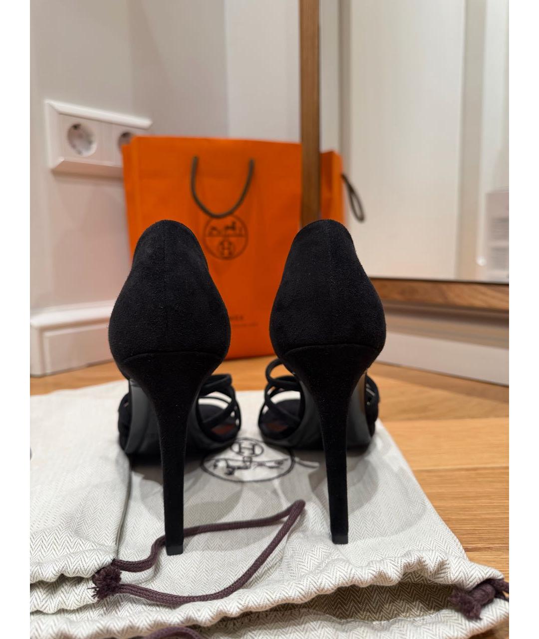 HERMES Черные замшевые туфли, фото 4