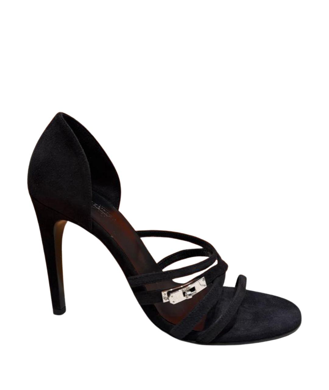 HERMES Черные замшевые туфли, фото 1