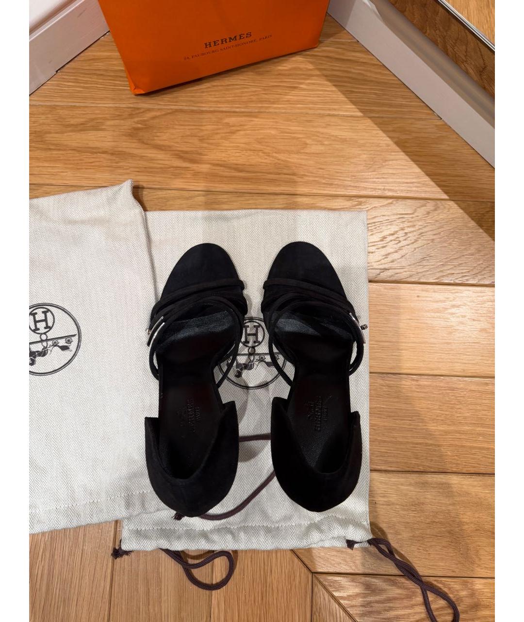 HERMES Черные замшевые туфли, фото 3
