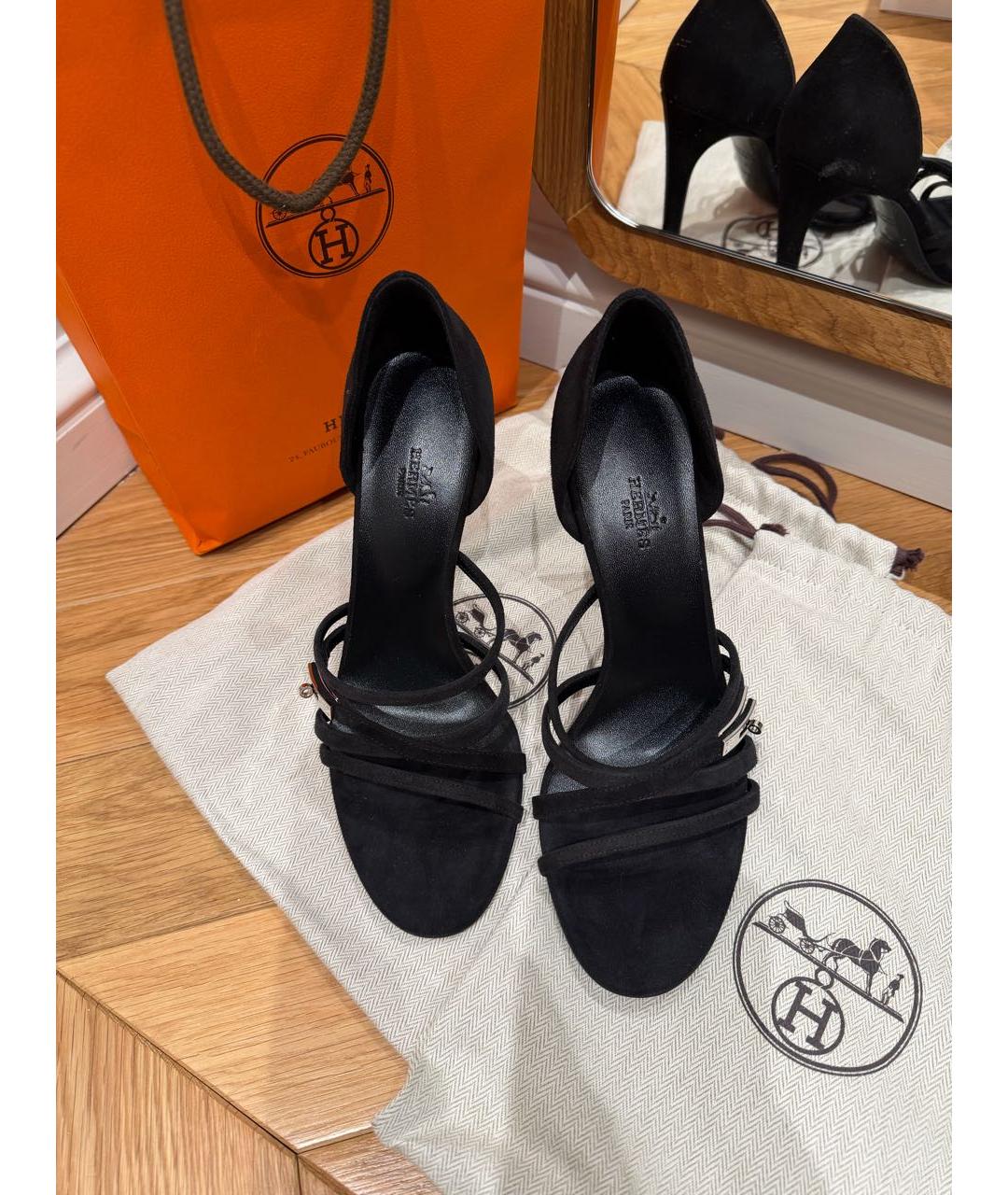 HERMES Черные замшевые туфли, фото 2