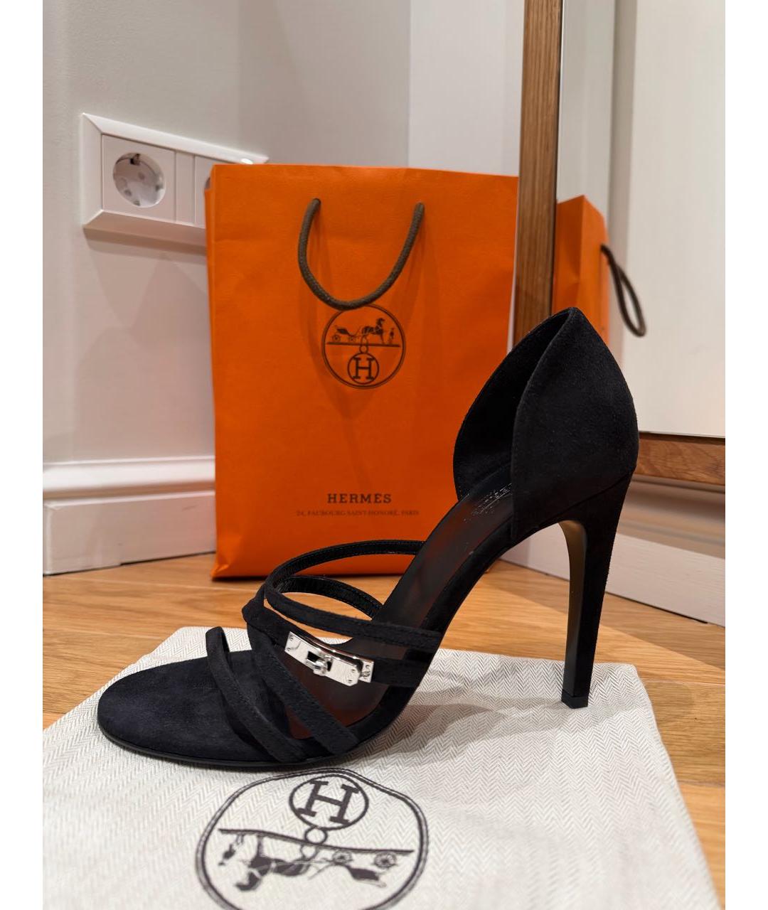 HERMES Черные замшевые туфли, фото 5