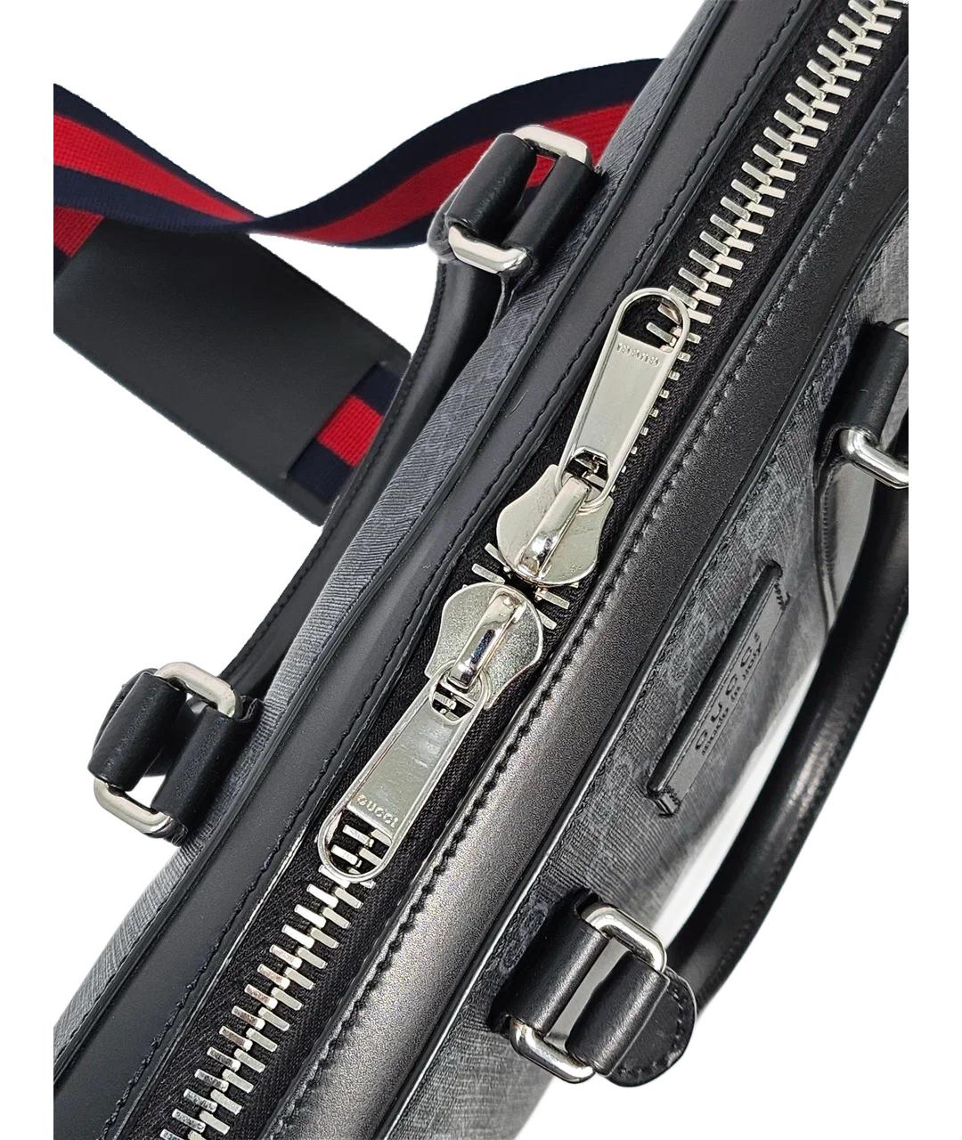 GUCCI Серый кожаный портфель, фото 4