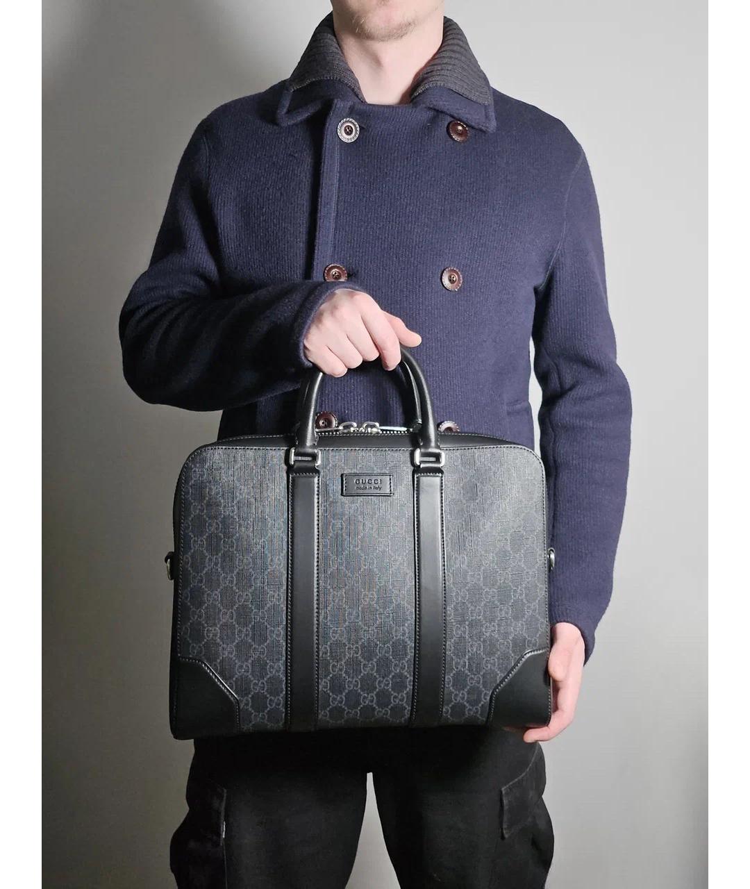 GUCCI Серый кожаный портфель, фото 9