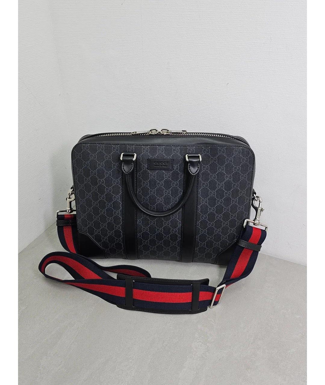 GUCCI Серый кожаный портфель, фото 7