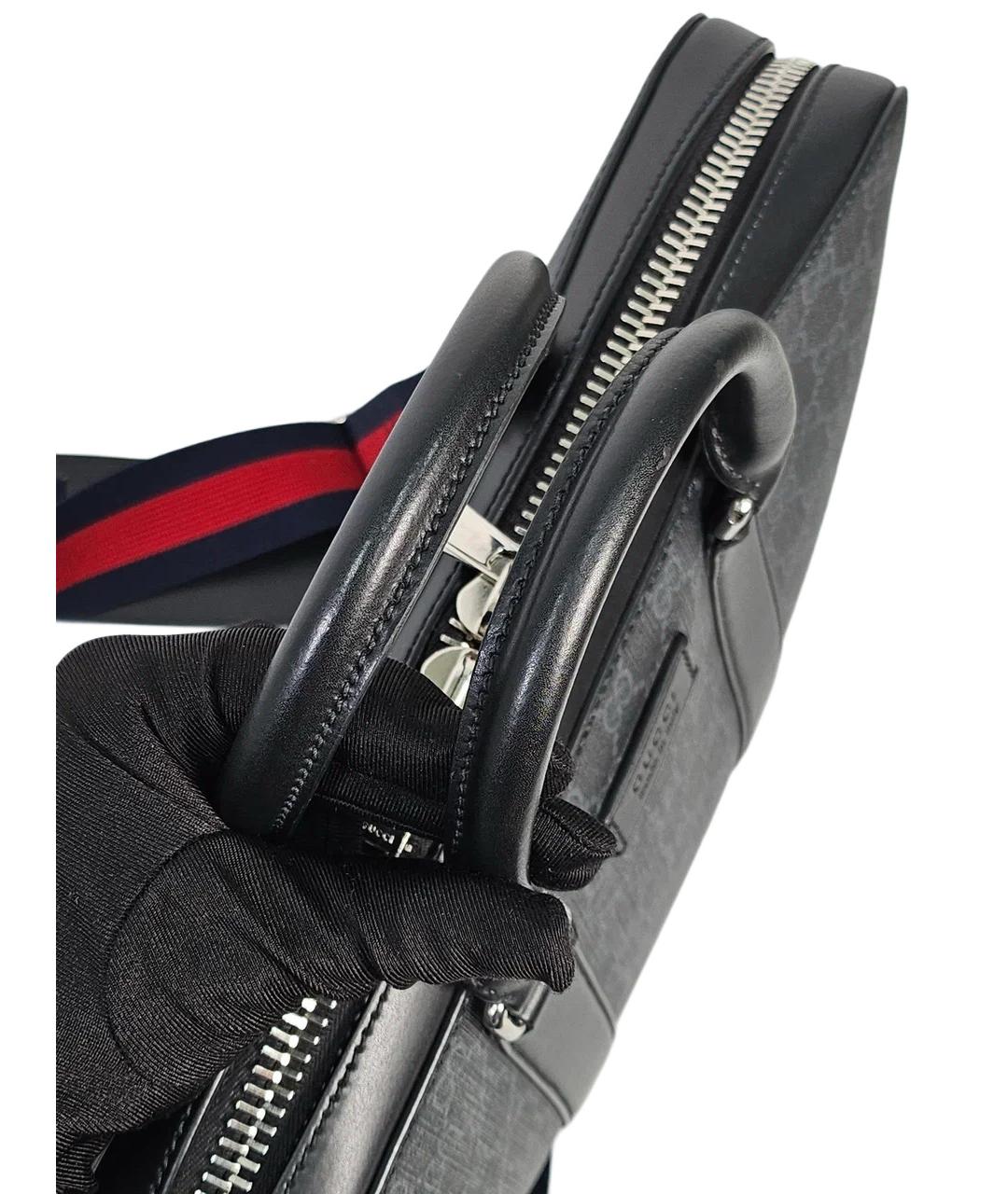 GUCCI Серый кожаный портфель, фото 8