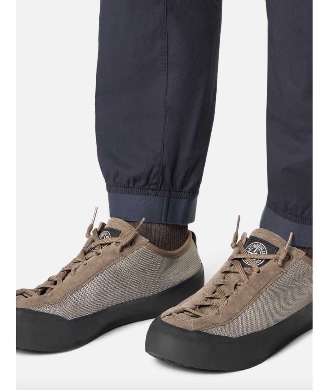 STONE ISLAND Темно-синие хлопко-эластановые повседневные брюки, фото 5