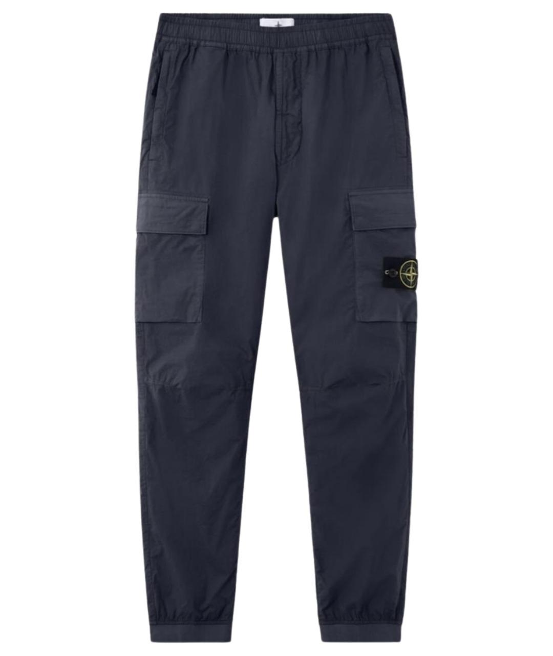 STONE ISLAND Темно-синие хлопко-эластановые повседневные брюки, фото 1