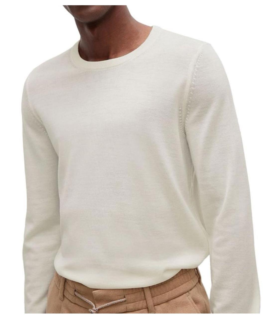 HUGO BOSS Белый хлопковый джемпер / свитер, фото 2