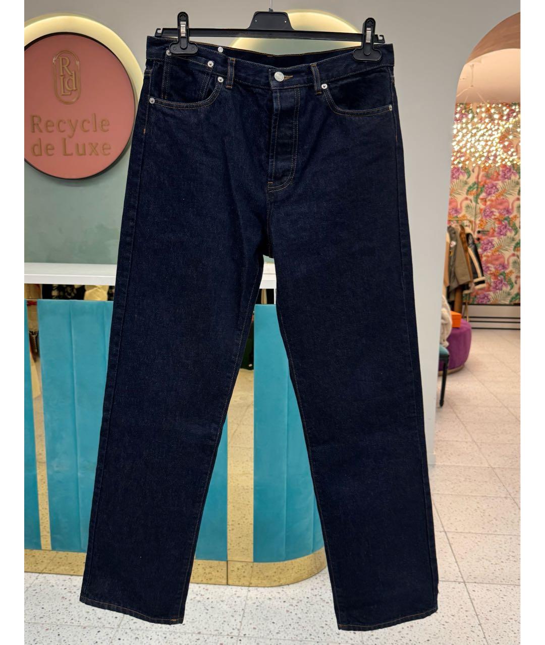 DRIES VAN NOTEN Синие хлопковые прямые джинсы, фото 7