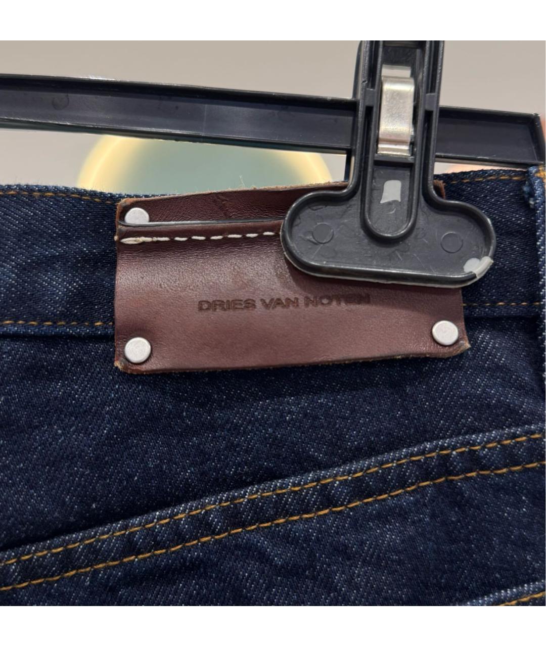 DRIES VAN NOTEN Синие хлопковые прямые джинсы, фото 4