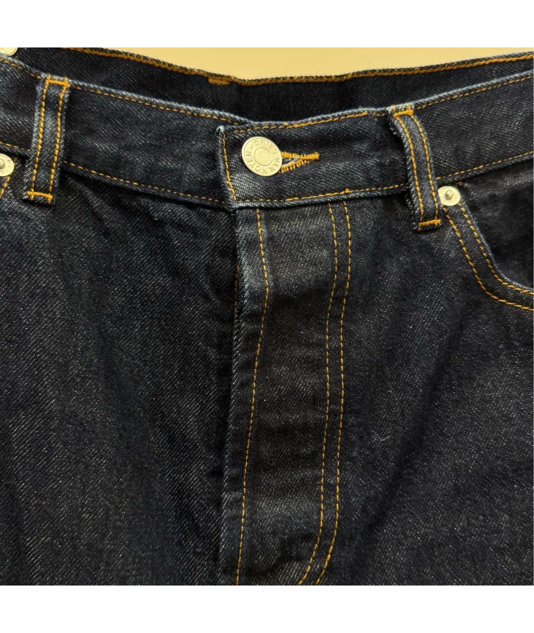 DRIES VAN NOTEN Синие хлопковые прямые джинсы, фото 2