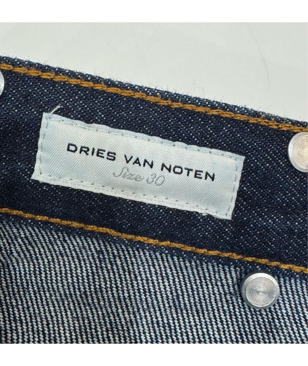 DRIES VAN NOTEN Синие хлопковые прямые джинсы, фото 5
