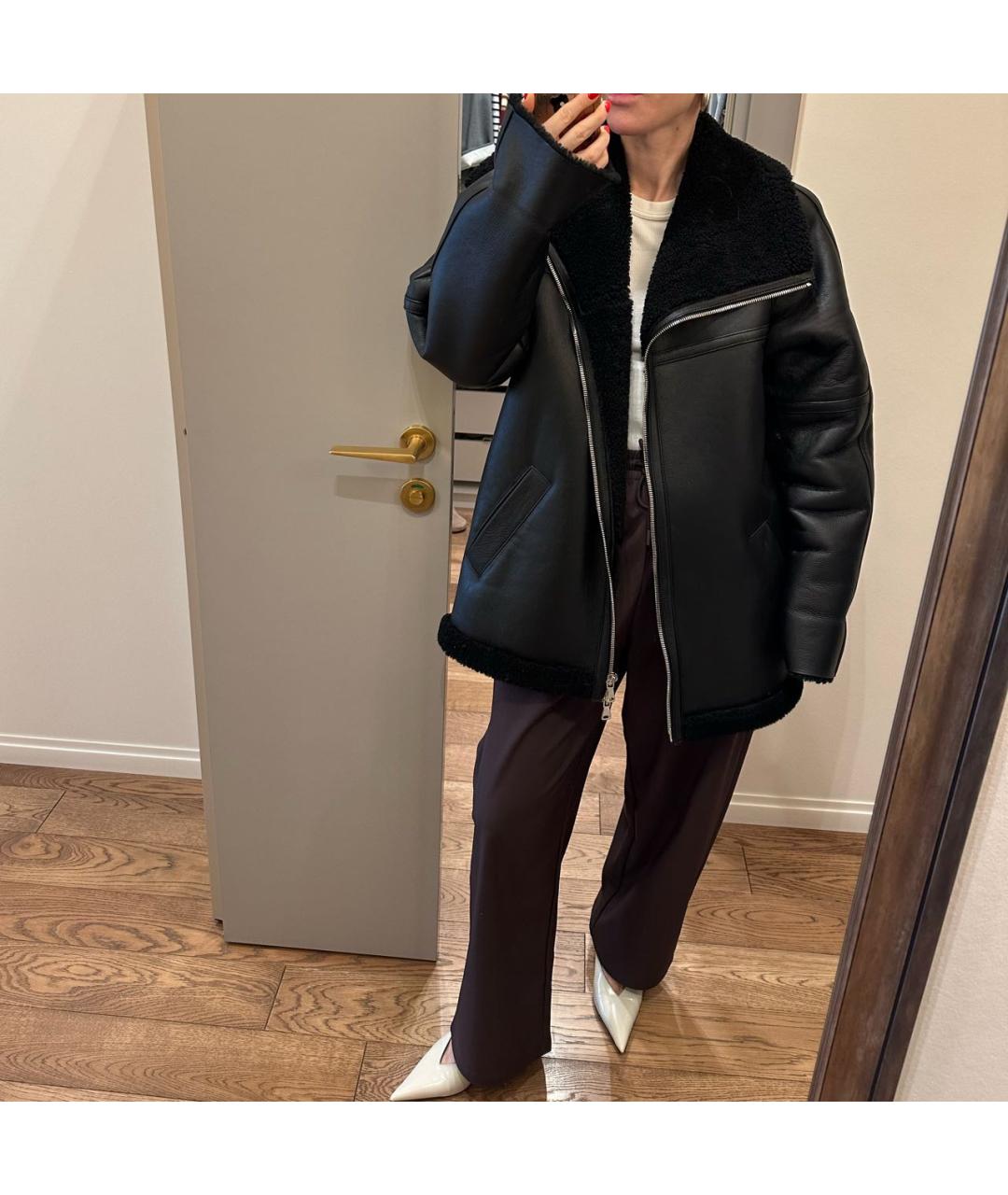 BATS Черная кожаная дубленка, фото 7