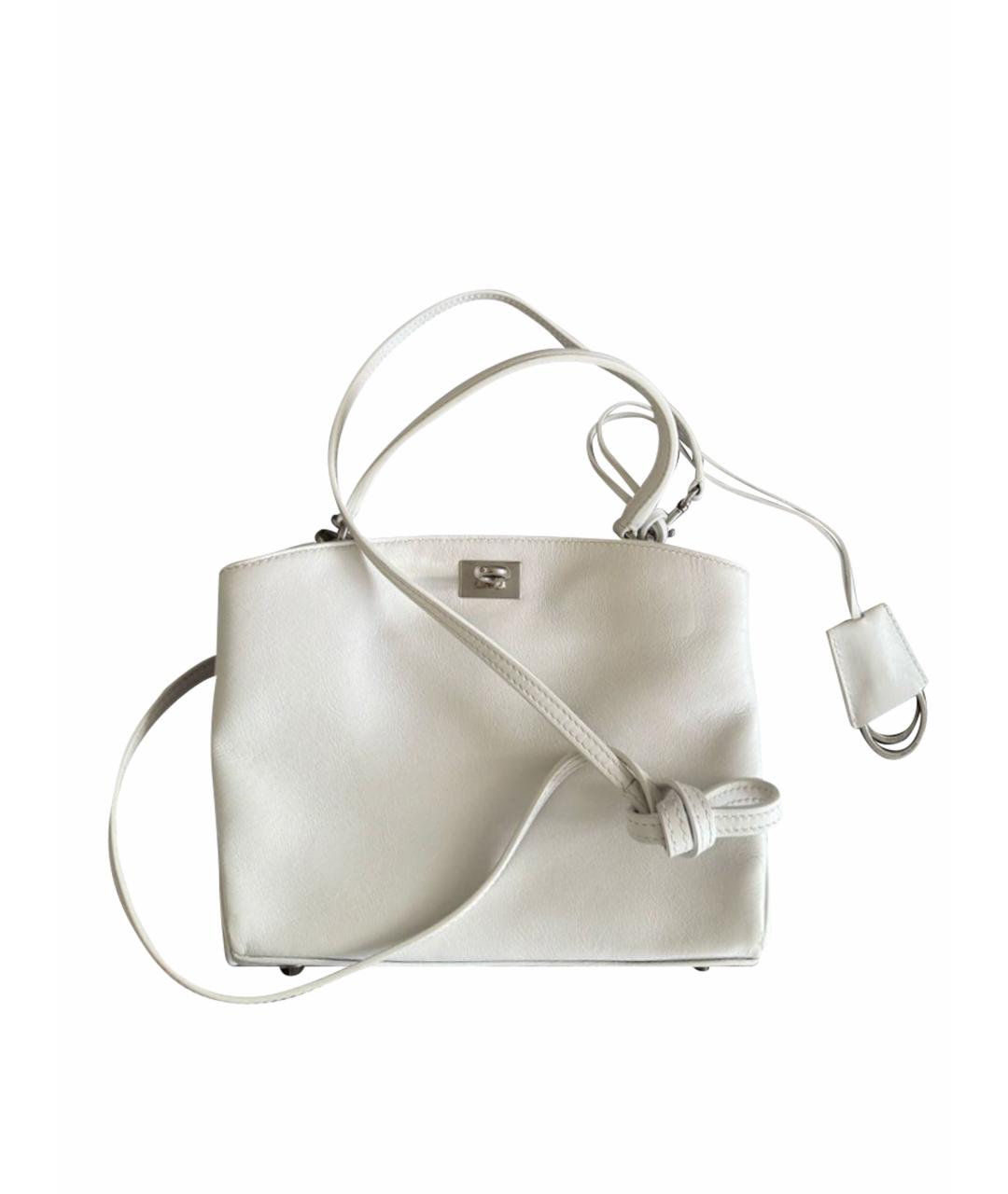 BALENCIAGA Белая кожаная сумка через плечо, фото 1