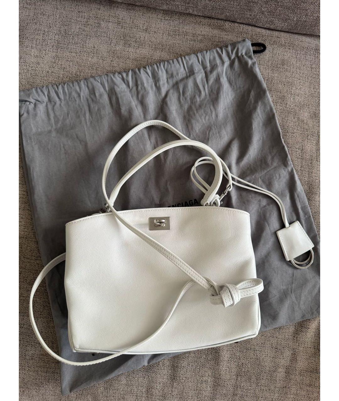 BALENCIAGA Белая кожаная сумка через плечо, фото 5