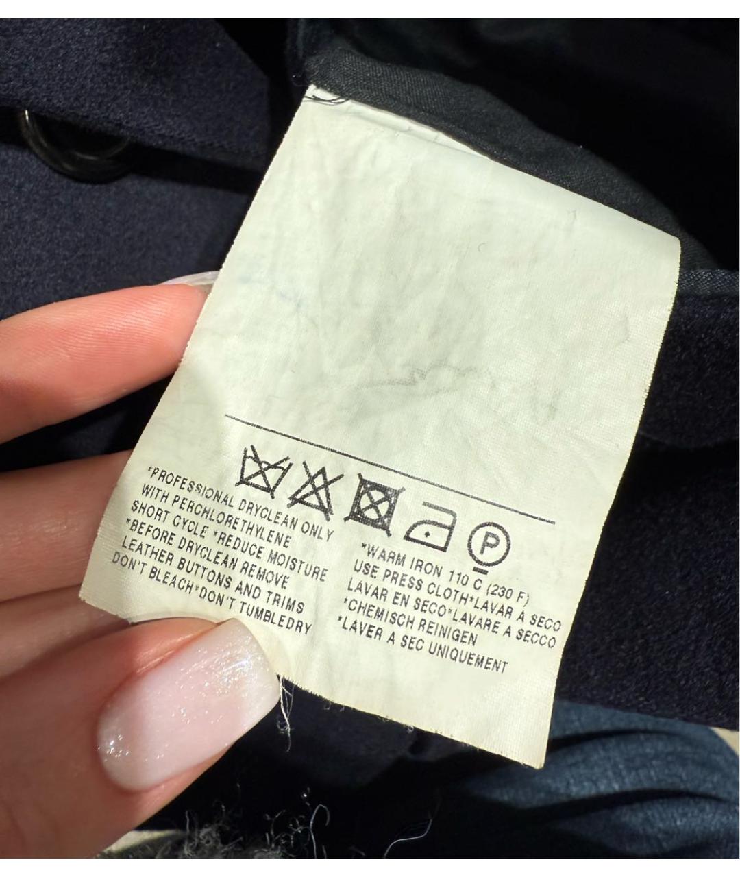 SAINT LAURENT Темно-синее шерстяное пальто, фото 6