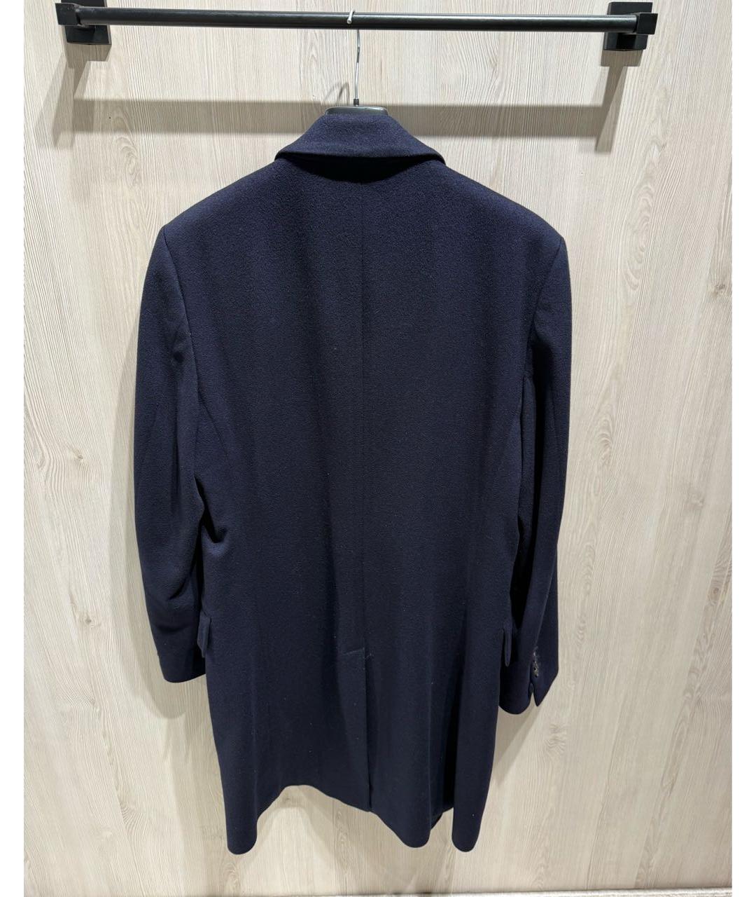 SAINT LAURENT Темно-синее шерстяное пальто, фото 2