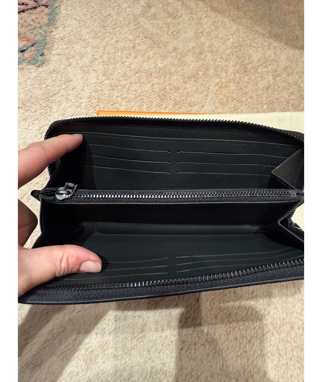 LOUIS VUITTON Черный кожаный кошелек, фото 4