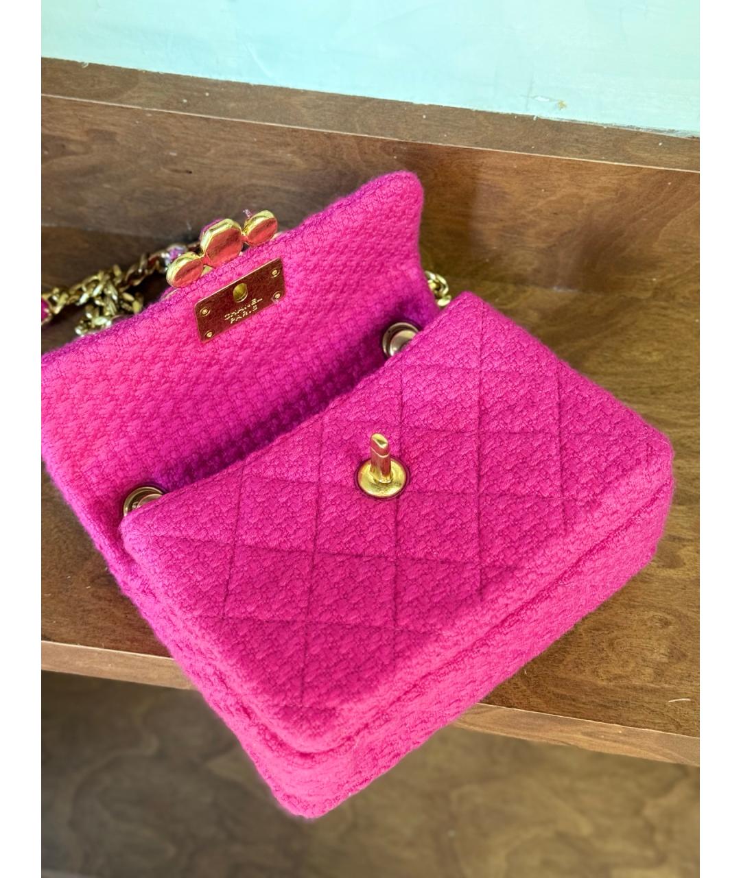 CHANEL Розовая пелетеная сумка через плечо, фото 9