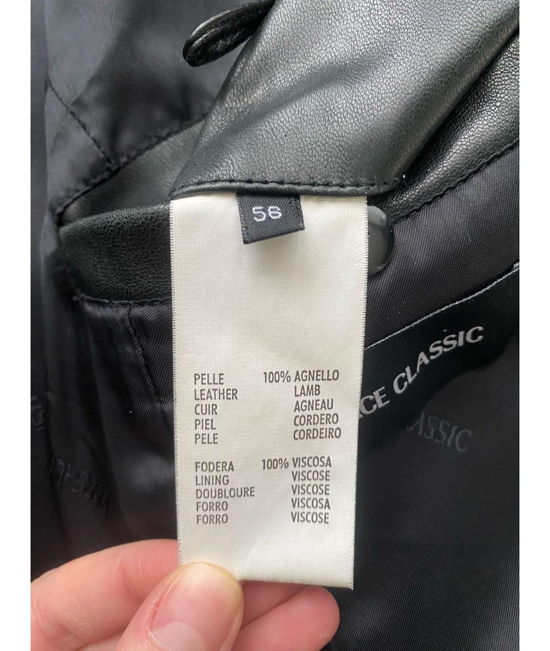 VERSACE Черная кожаная куртка, фото 6