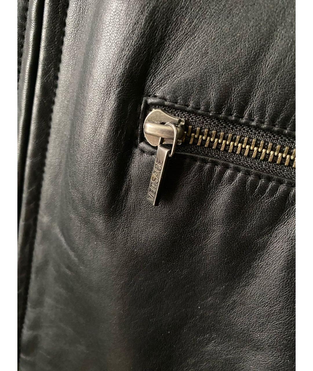 VERSACE Черная кожаная куртка, фото 7
