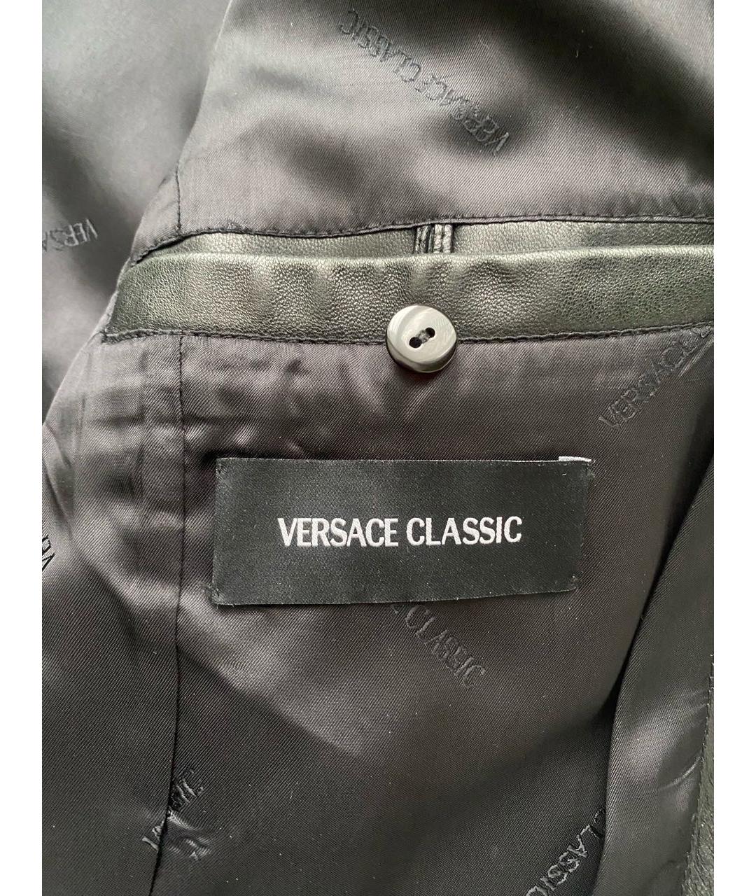 VERSACE Черная кожаная куртка, фото 5