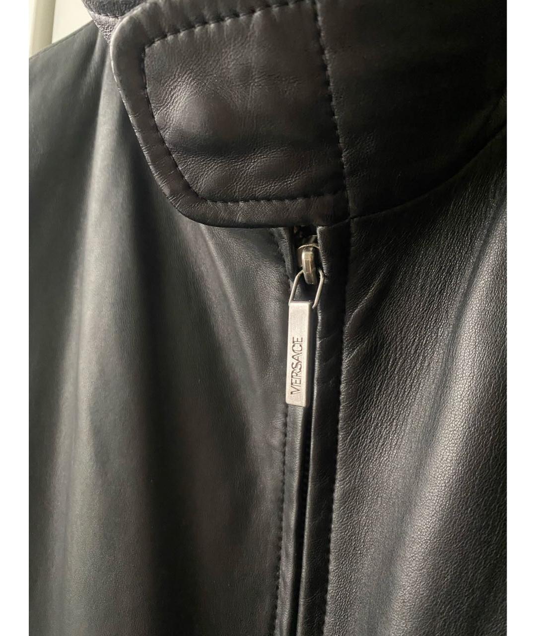VERSACE Черная кожаная куртка, фото 4