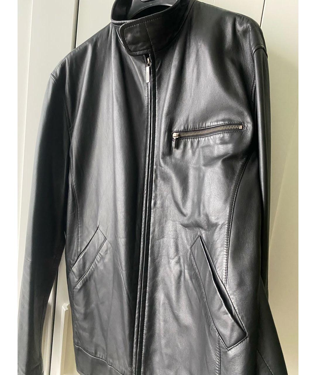 VERSACE Черная кожаная куртка, фото 8