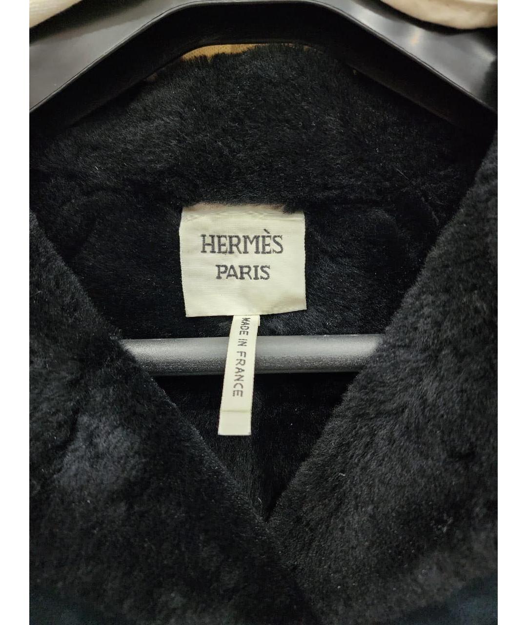 HERMES Темно-синяя кожаная дубленка, фото 3