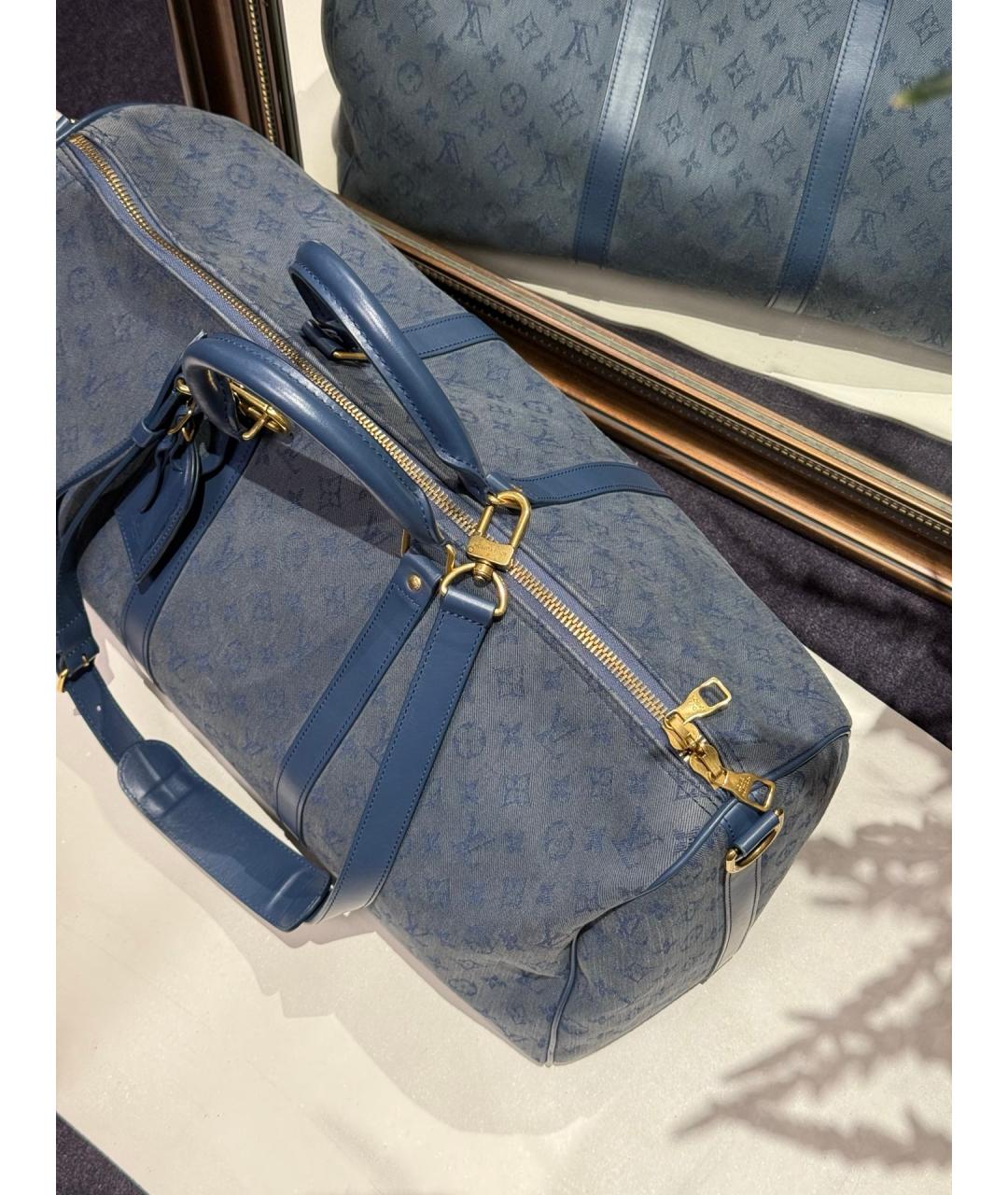 LOUIS VUITTON Голубая деним дорожная/спортивная сумка, фото 4