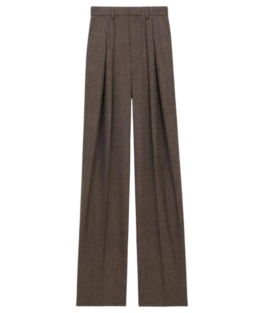 SAINT LAURENT Бежевые шерстяные брюки широкие, фото 1