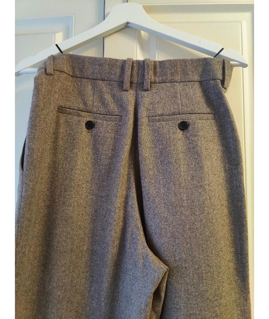 SAINT LAURENT Бежевые шерстяные брюки широкие, фото 2