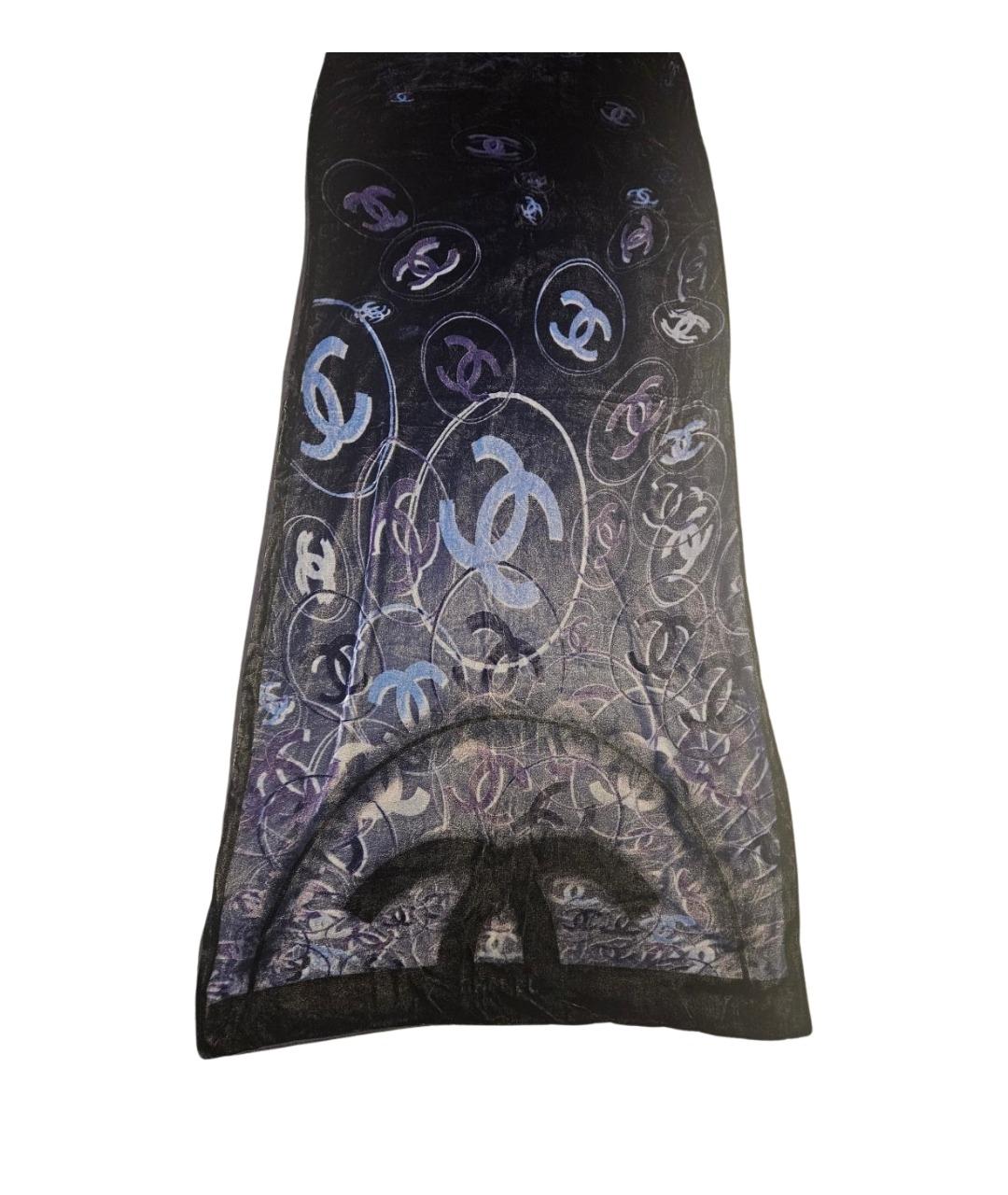 CHANEL Синий шелковый шарф, фото 1