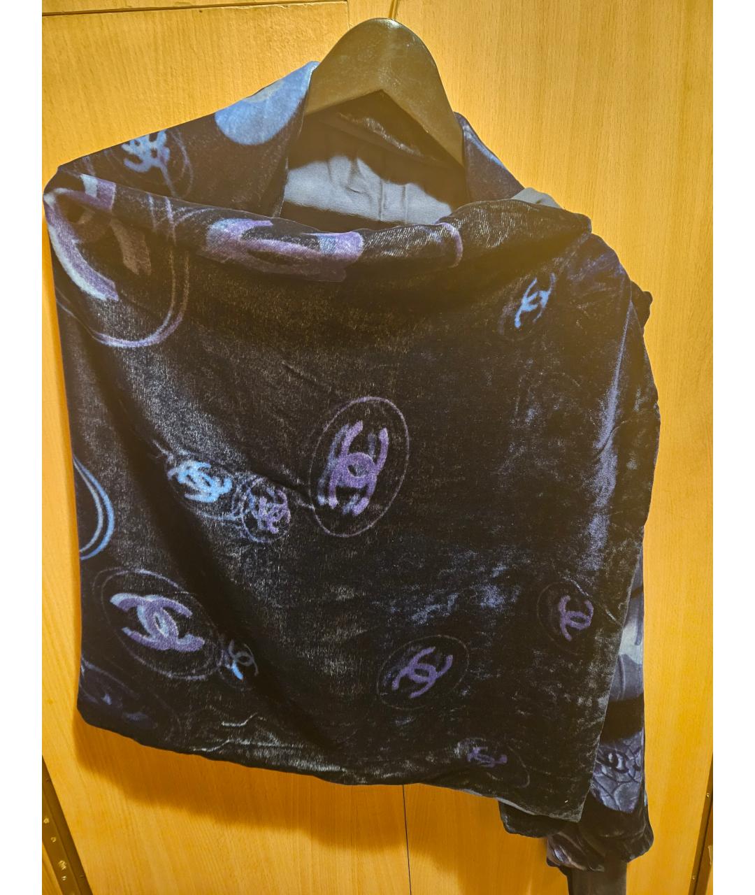 CHANEL Синий шелковый шарф, фото 3