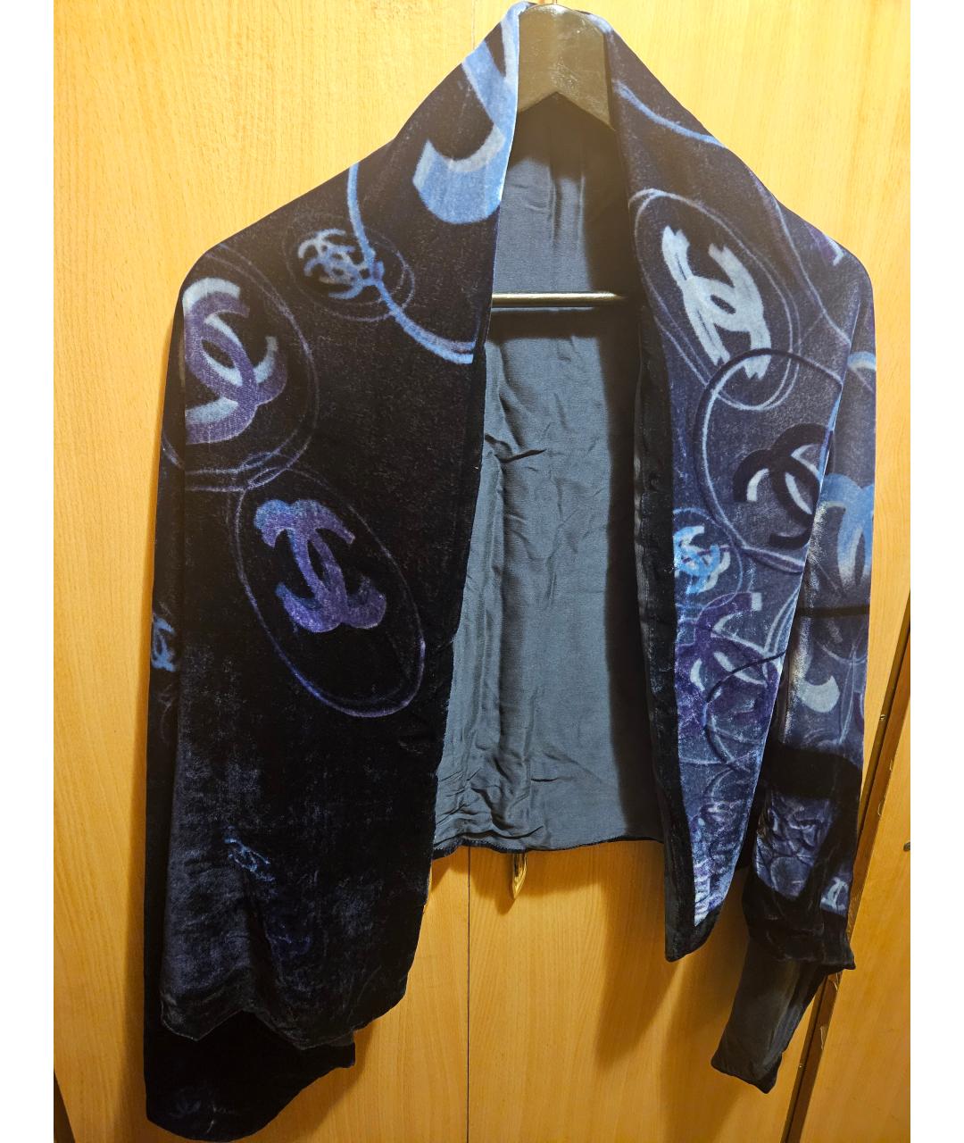 CHANEL Синий шелковый шарф, фото 2