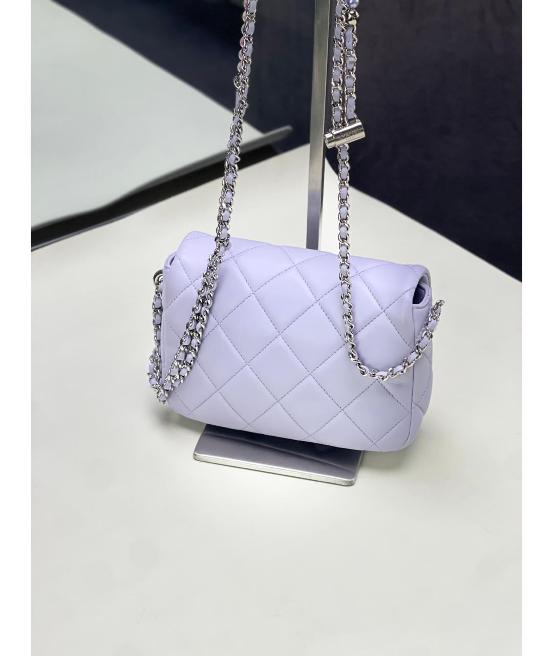 CHANEL Фиолетовая кожаная сумка через плечо, фото 7
