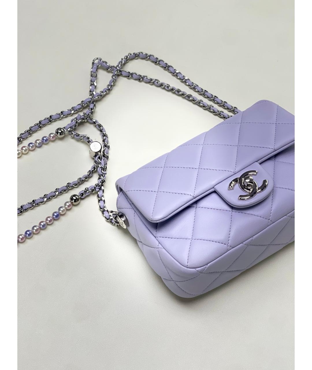 CHANEL Фиолетовая кожаная сумка через плечо, фото 4