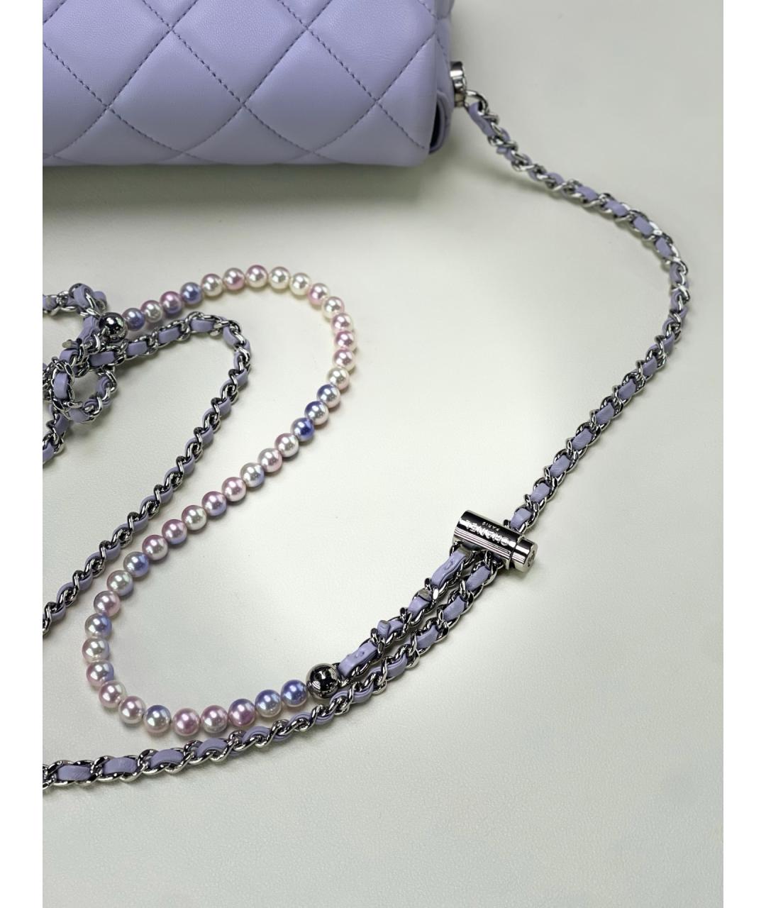 CHANEL Фиолетовая кожаная сумка через плечо, фото 6