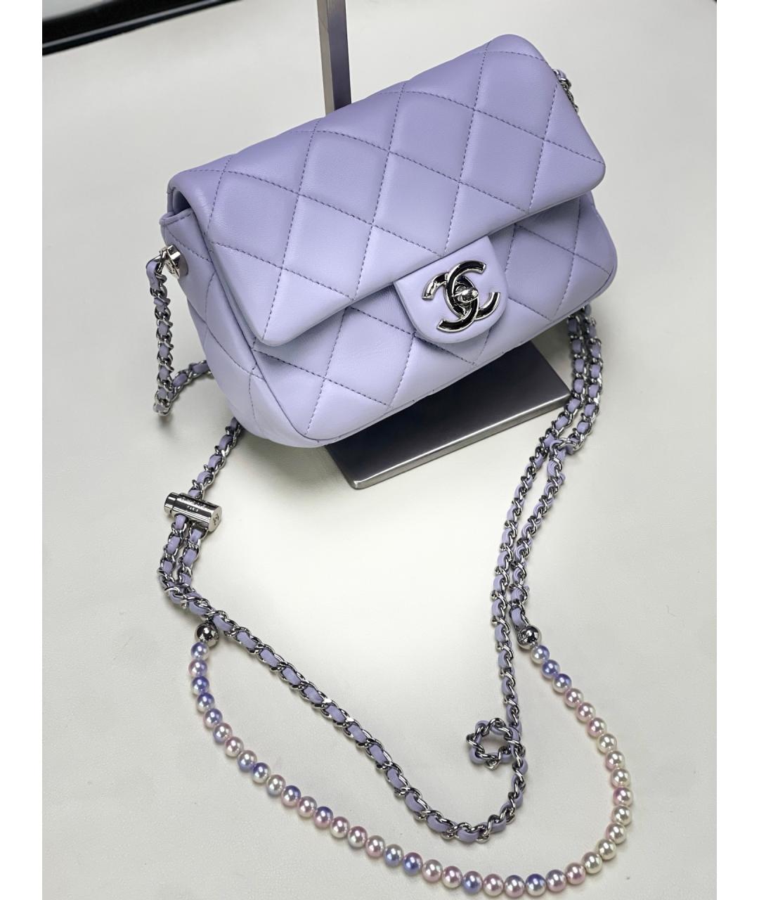 CHANEL Фиолетовая кожаная сумка через плечо, фото 9