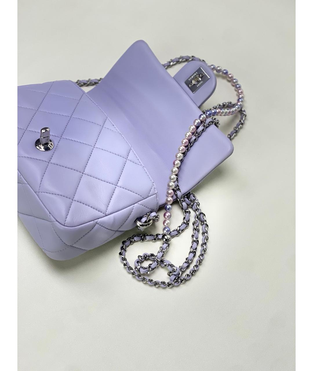 CHANEL Фиолетовая кожаная сумка через плечо, фото 5