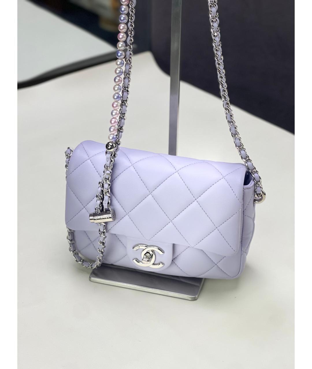 CHANEL Фиолетовая кожаная сумка через плечо, фото 10
