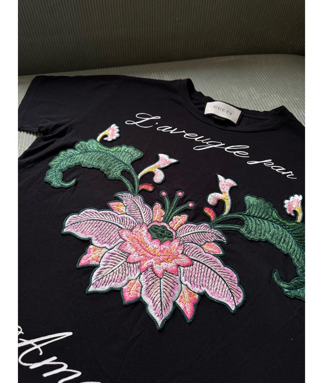 GUCCI Черная хлопковая футболка, фото 3