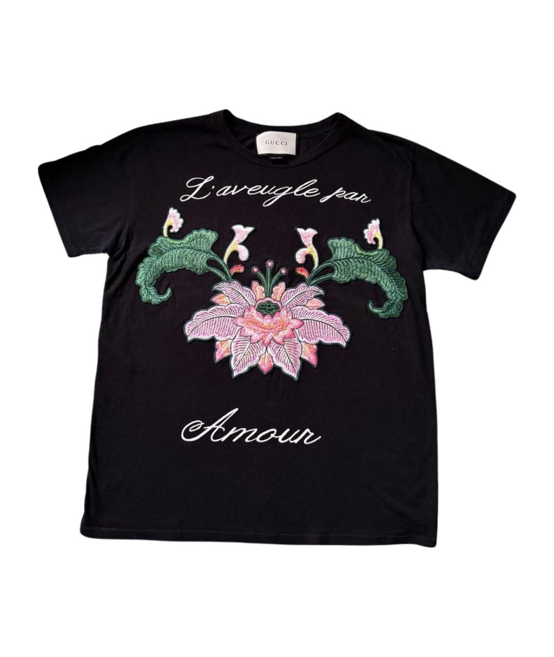 GUCCI Черная хлопковая футболка, фото 1